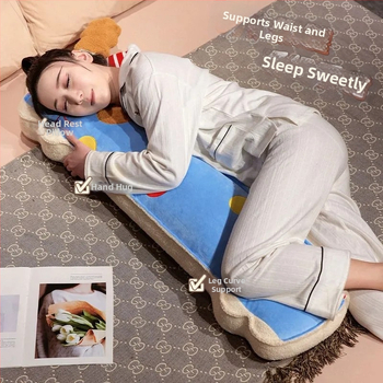 Ilga pagalvė su taškuotu šunimi mergaitėms, kojų atrama miego metu šonu, juosmens parama, audinio užvalkalas, PP medvilnės užpildas