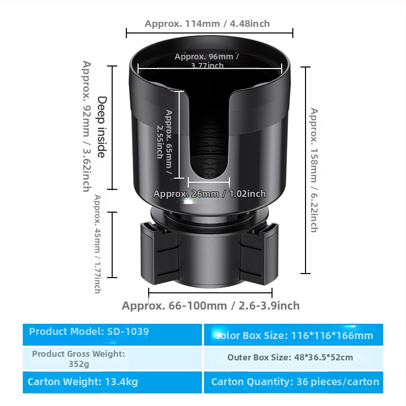 Shunwei SD-1039 Auto tassihoidik – ABS/PC, Ühilduv originaalse tassihoidjaga, Kohandatav
