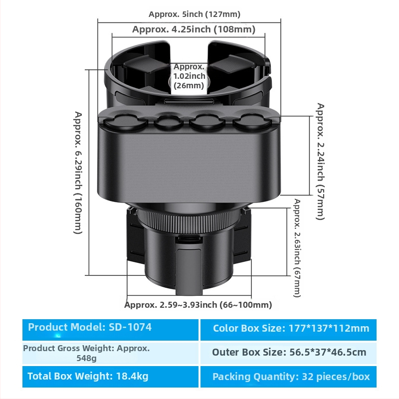Shunwei SD-1039 Auto tassihoidik – ABS/PC, Ühilduv originaalse tassihoidjaga, Kohandatav