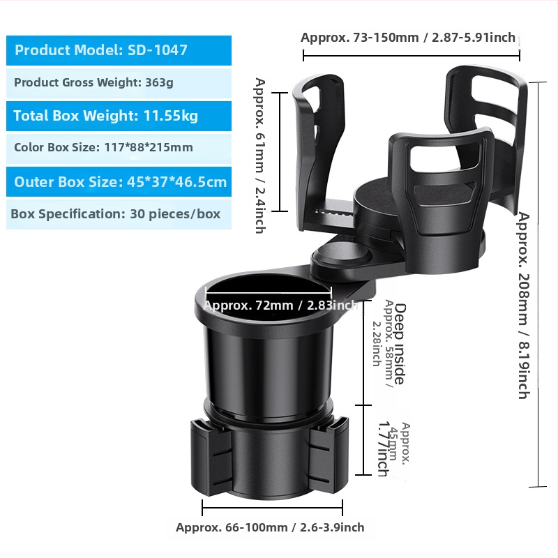 Shunwei SD-1039 Auto tassihoidik – ABS/PC, Ühilduv originaalse tassihoidjaga, Kohandatav