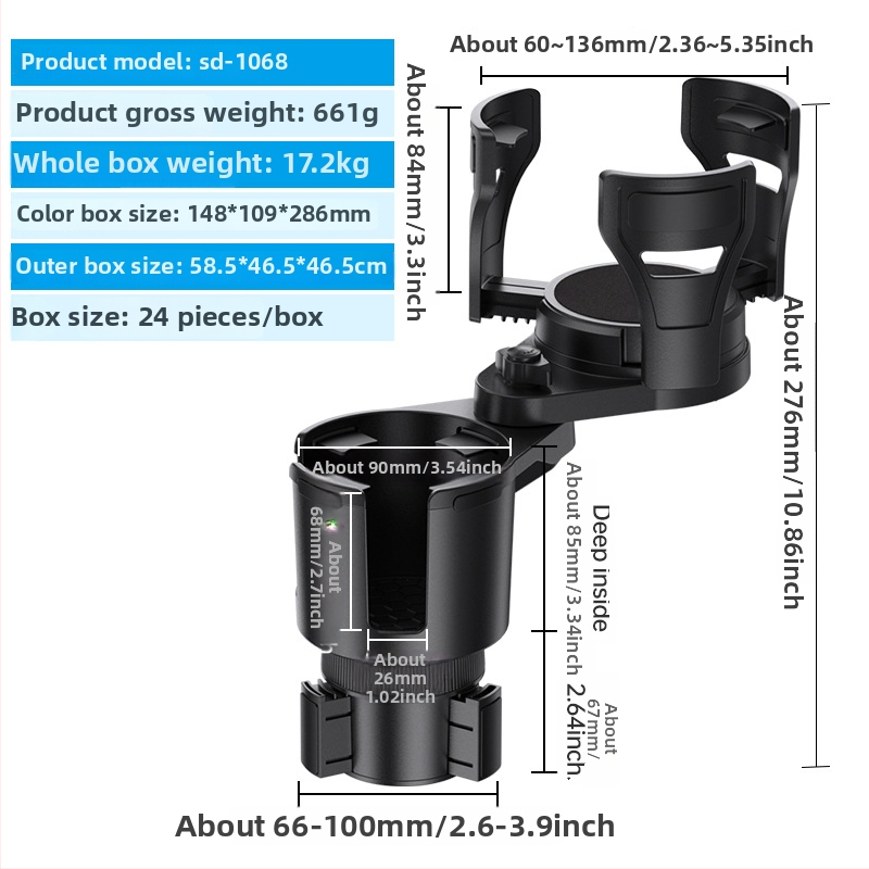 Shunwei SD-1039 Auto tassihoidik – ABS/PC, Ühilduv originaalse tassihoidjaga, Kohandatav
