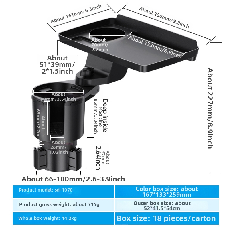 Shunwei SD-1039 Auto tassihoidik – ABS/PC, Ühilduv originaalse tassihoidjaga, Kohandatav