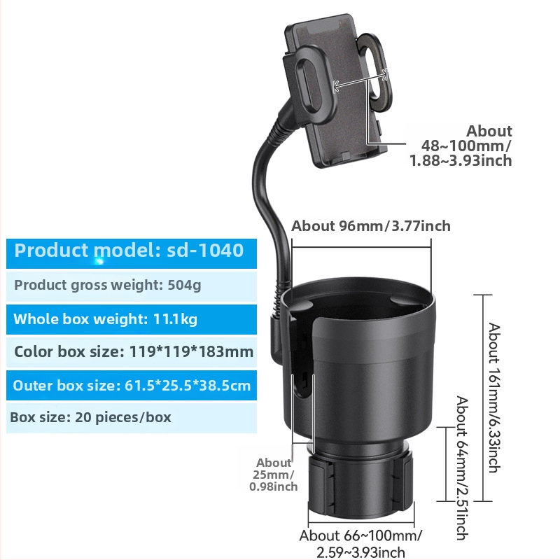 Shunwei SD-1039 Auto tassihoidik – ABS/PC, Ühilduv originaalse tassihoidjaga, Kohandatav