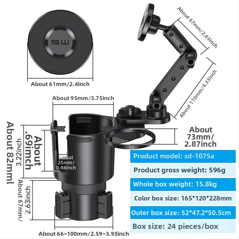 Shunwei SD-1039 Auto tassihoidik – ABS/PC, Ühilduv originaalse tassihoidjaga, Kohandatav