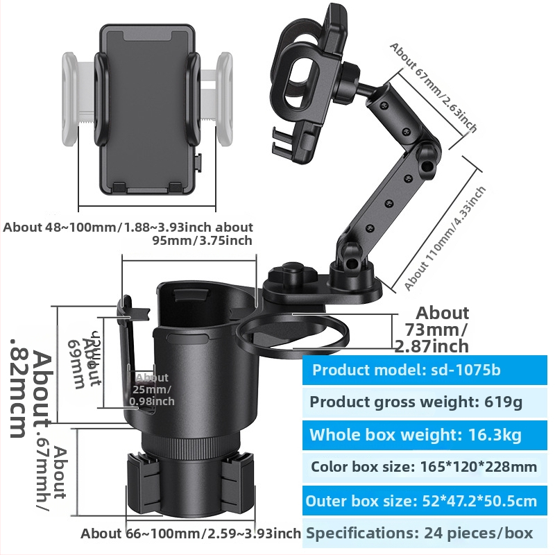 Shunwei SD-1039 Auto tassihoidik – ABS/PC, Ühilduv originaalse tassihoidjaga, Kohandatav
