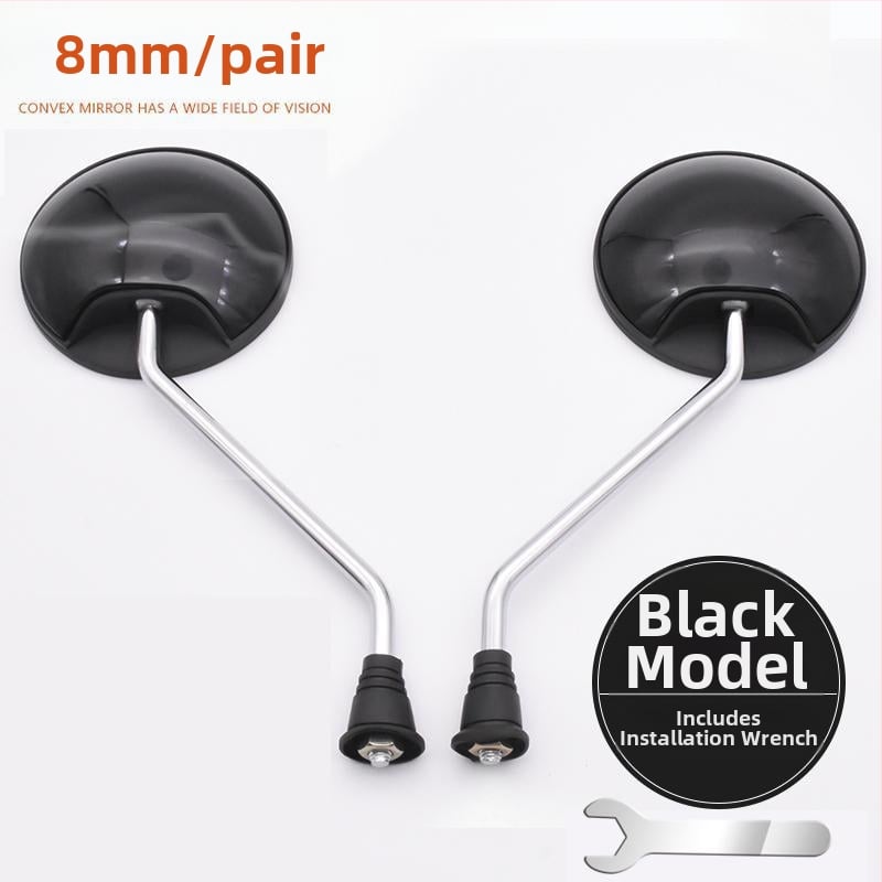 Galinis veidrodis skuteriams ir elektromobiliams, plastikinis korpusas, bendras modelis, universalus miesto kelionėms