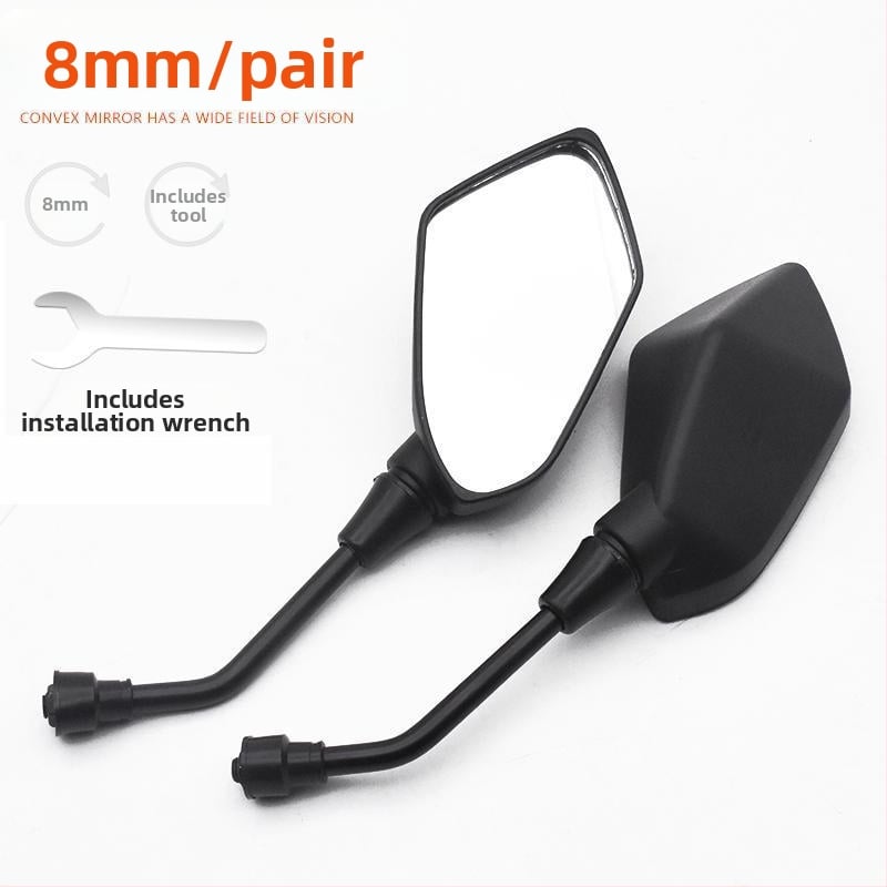 Galinis veidrodis skuteriams ir elektromobiliams, plastikinis korpusas, bendras modelis, universalus miesto kelionėms