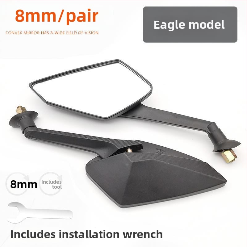 Galinis veidrodis skuteriams ir elektromobiliams, plastikinis korpusas, bendras modelis, universalus miesto kelionėms