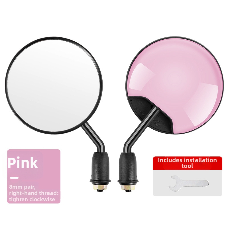 HD galinio vaizdo veidrodėlis elektriniams transporteriams – trumpas strypas, apvalus konveksinis veidrodėlis, 180° reguliavimas, 8 mm dviejų skylių tvirtinimas