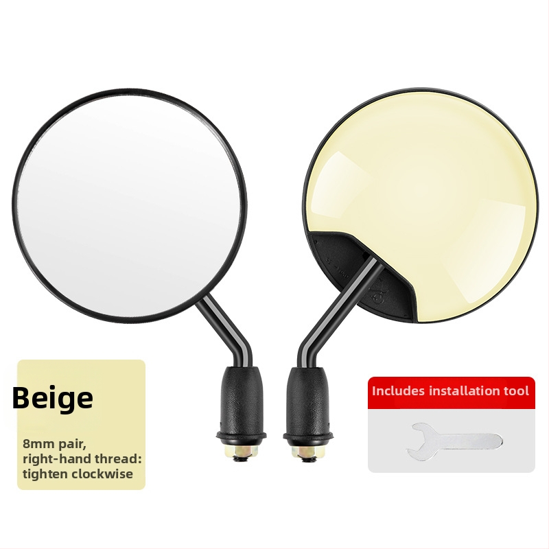 HD galinio vaizdo veidrodėlis elektriniams transporteriams – trumpas strypas, apvalus konveksinis veidrodėlis, 180° reguliavimas, 8 mm dviejų skylių tvirtinimas