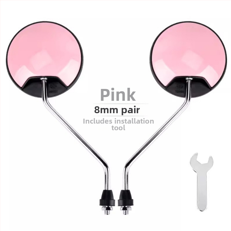 HD galinio vaizdo veidrodėlis elektriniams transporteriams – trumpas strypas, apvalus konveksinis veidrodėlis, 180° reguliavimas, 8 mm dviejų skylių tvirtinimas