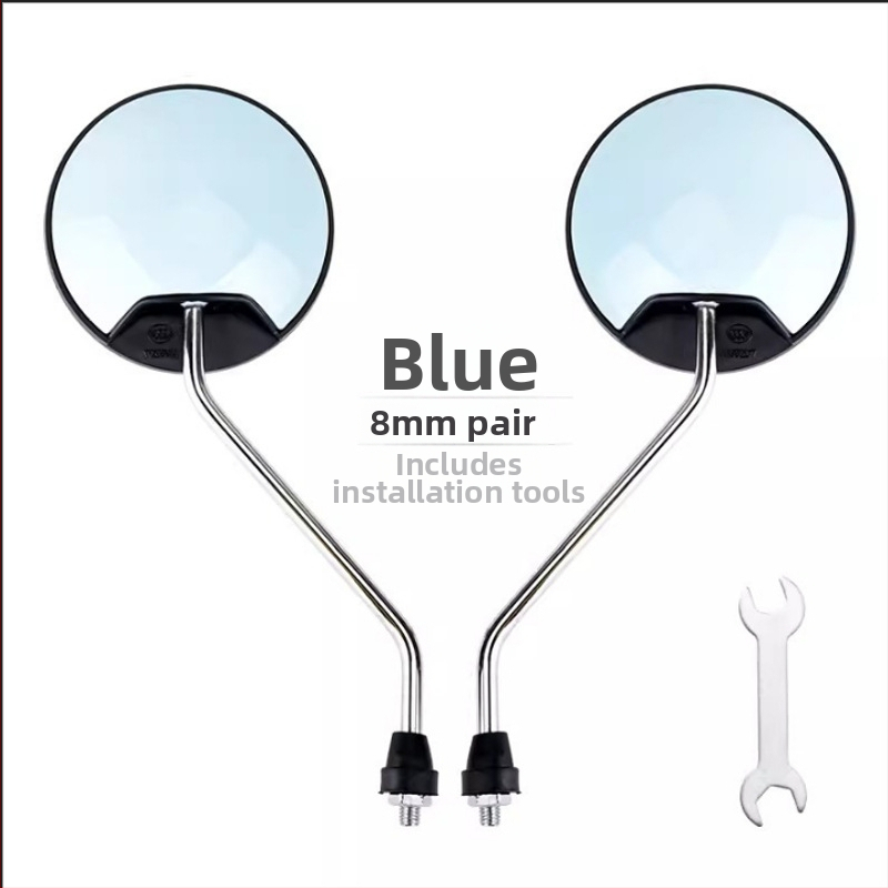 HD galinio vaizdo veidrodėlis elektriniams transporteriams – trumpas strypas, apvalus konveksinis veidrodėlis, 180° reguliavimas, 8 mm dviejų skylių tvirtinimas