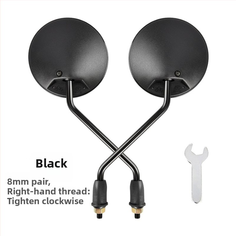 HD galinio vaizdo veidrodėlis elektriniams transporteriams – trumpas strypas, apvalus konveksinis veidrodėlis, 180° reguliavimas, 8 mm dviejų skylių tvirtinimas