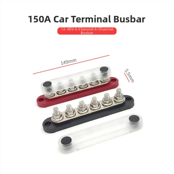 Kopinė busbar paskirstymo juosta 12-48V DC sistemoms, 4- arba 6-kanalų, modeliai XHLP-M8-6 ir XHLP-M8-4-M4-6