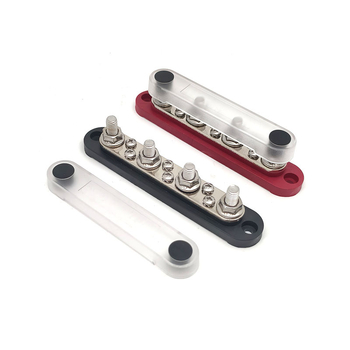 Kopinė busbar paskirstymo juosta 12-48V DC sistemoms, 4- arba 6-kanalų, modeliai XHLP-M8-6 ir XHLP-M8-4-M4-6