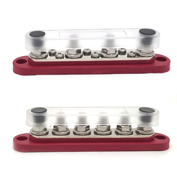 Kopinė busbar paskirstymo juosta 12-48V DC sistemoms, 4- arba 6-kanalų, modeliai XHLP-M8-6 ir XHLP-M8-4-M4-6