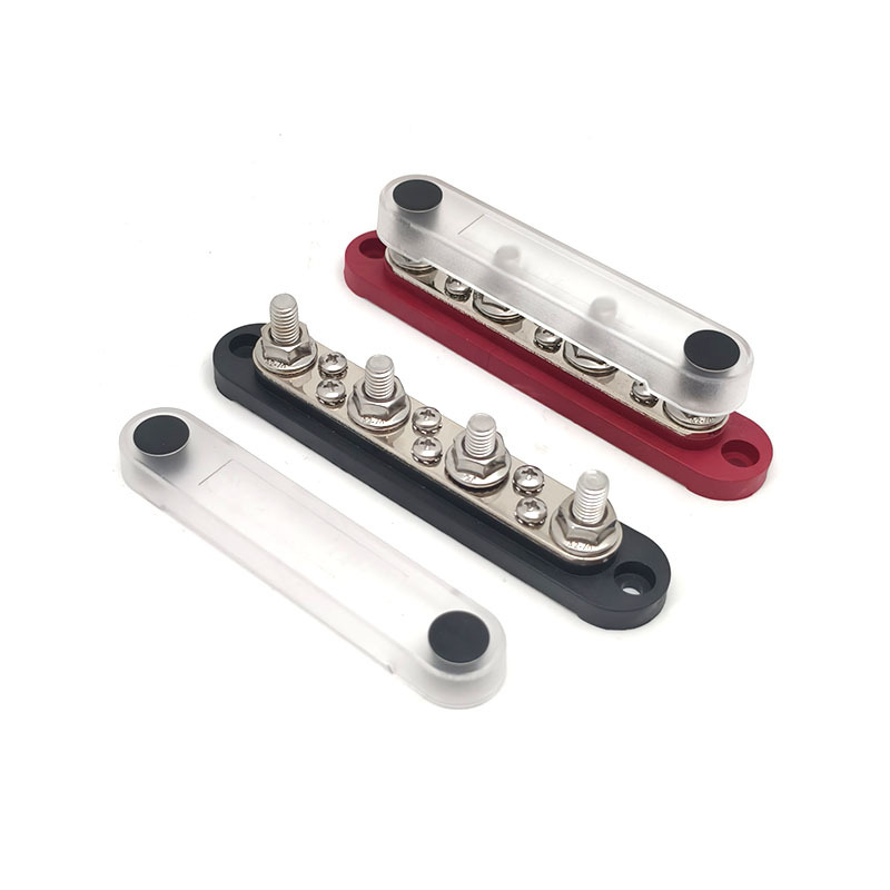 Kopinė busbar paskirstymo juosta 12-48V DC sistemoms, 4- arba 6-kanalų, modeliai XHLP-M8-6 ir XHLP-M8-4-M4-6