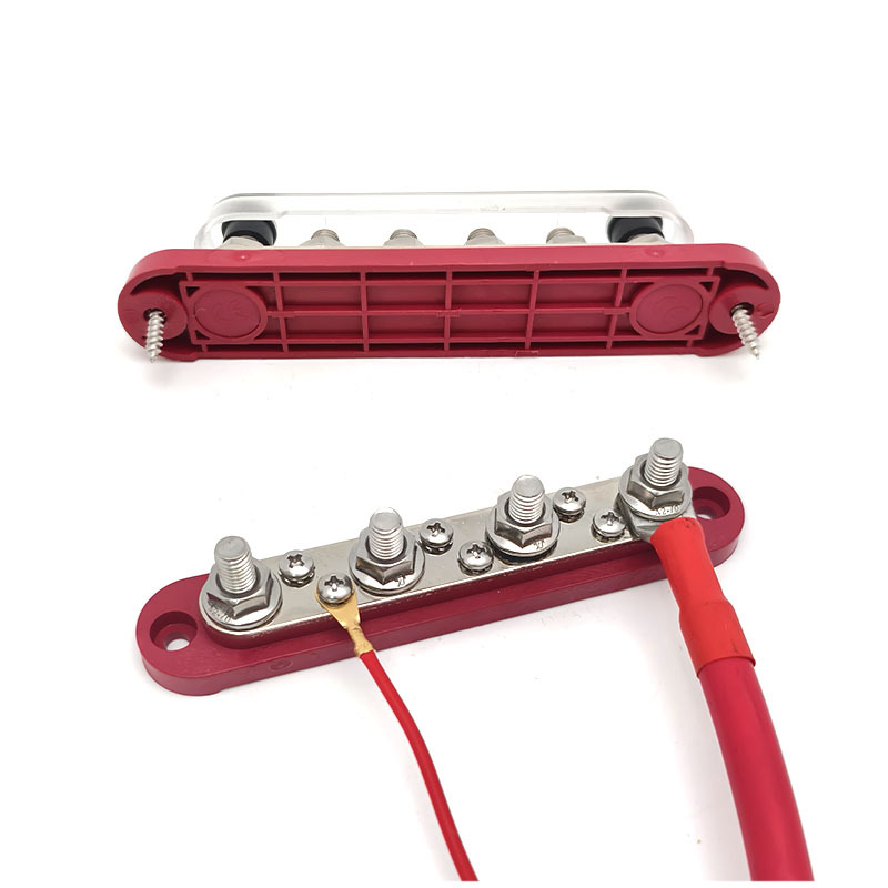 Kopinė busbar paskirstymo juosta 12-48V DC sistemoms, 4- arba 6-kanalų, modeliai XHLP-M8-6 ir XHLP-M8-4-M4-6