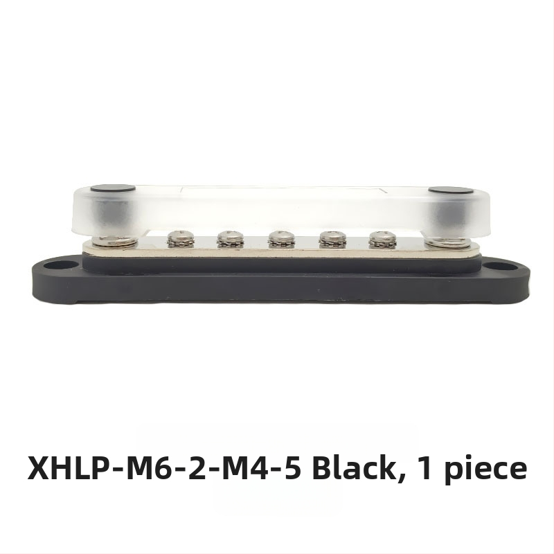 Kopinė busbar paskirstymo juosta 12-48V DC sistemoms, 4- arba 6-kanalų, modeliai XHLP-M8-6 ir XHLP-M8-4-M4-6