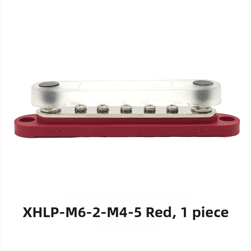 Kopinė busbar paskirstymo juosta 12-48V DC sistemoms, 4- arba 6-kanalų, modeliai XHLP-M8-6 ir XHLP-M8-4-M4-6