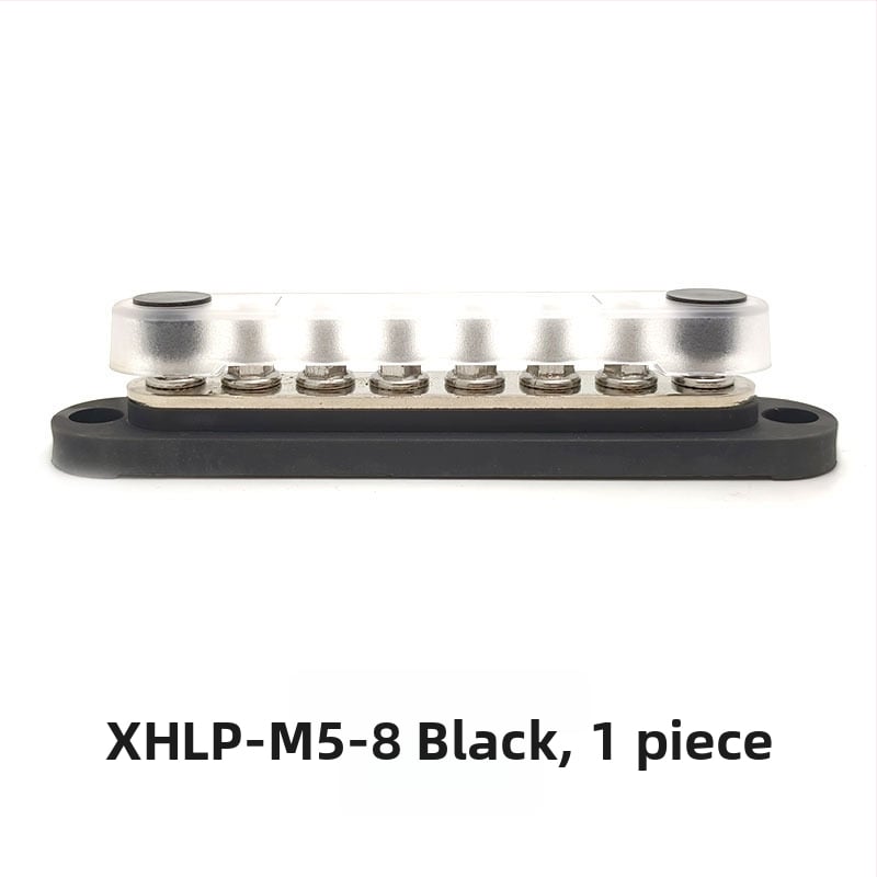 Kopinė busbar paskirstymo juosta 12-48V DC sistemoms, 4- arba 6-kanalų, modeliai XHLP-M8-6 ir XHLP-M8-4-M4-6