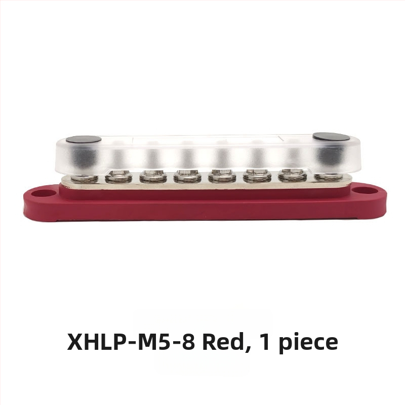 Kopinė busbar paskirstymo juosta 12-48V DC sistemoms, 4- arba 6-kanalų, modeliai XHLP-M8-6 ir XHLP-M8-4-M4-6