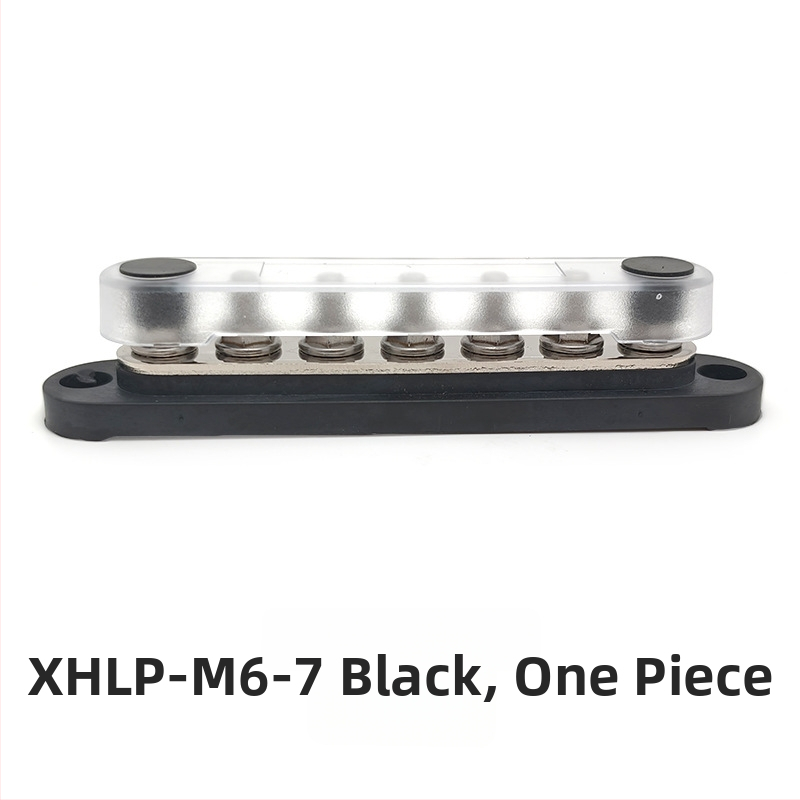 Kopinė busbar paskirstymo juosta 12-48V DC sistemoms, 4- arba 6-kanalų, modeliai XHLP-M8-6 ir XHLP-M8-4-M4-6