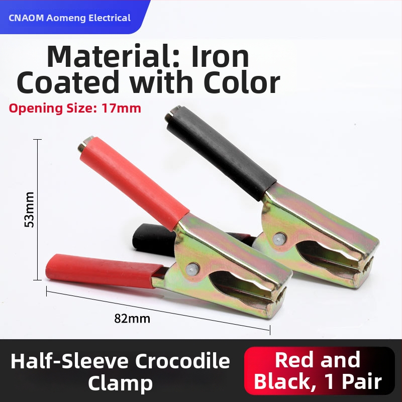 Iš gryno vario pagamintas krokodilo klipsas su gaubteliu laidimu ir automobilio akumuliatoriaus testavimui