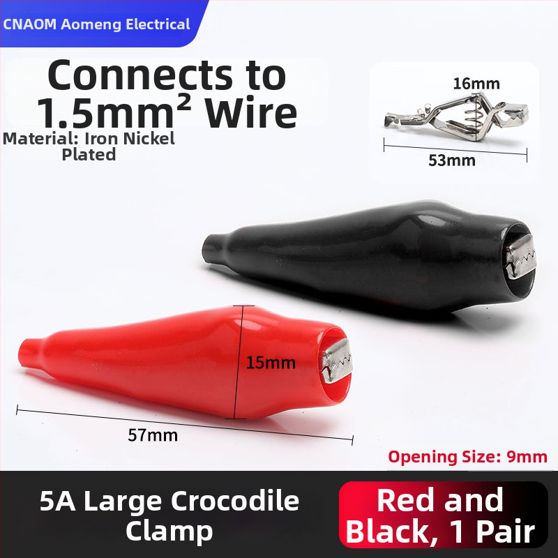 Iš gryno vario pagamintas krokodilo klipsas su gaubteliu laidimu ir automobilio akumuliatoriaus testavimui