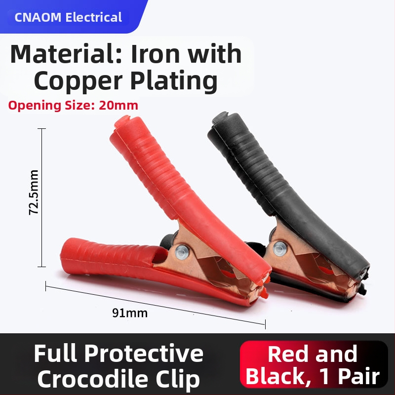 Iš gryno vario pagamintas krokodilo klipsas su gaubteliu laidimu ir automobilio akumuliatoriaus testavimui