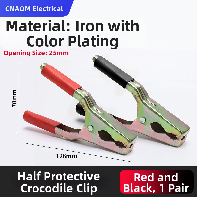 Iš gryno vario pagamintas krokodilo klipsas su gaubteliu laidimu ir automobilio akumuliatoriaus testavimui