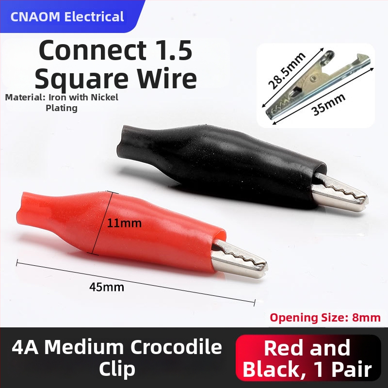 Iš gryno vario pagamintas krokodilo klipsas su gaubteliu laidimu ir automobilio akumuliatoriaus testavimui