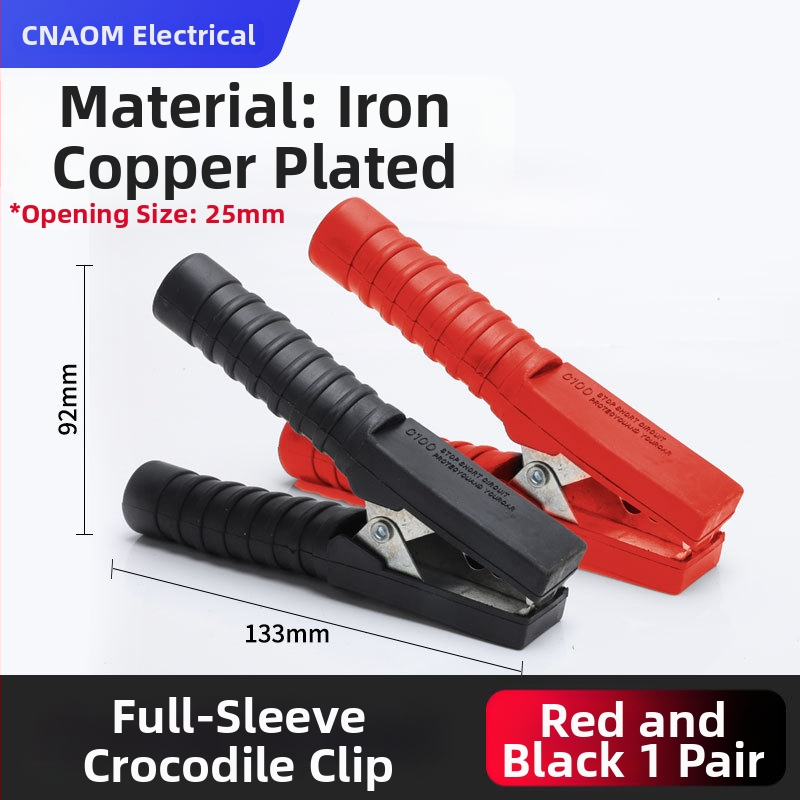 Iš gryno vario pagamintas krokodilo klipsas su gaubteliu laidimu ir automobilio akumuliatoriaus testavimui