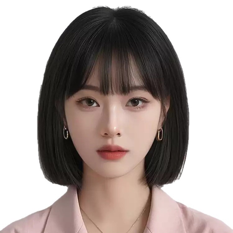 Perucă pentru femei — cap complet, aspect natural, bob scurt, realizată manual, fibre rezistente la temperaturi înalte