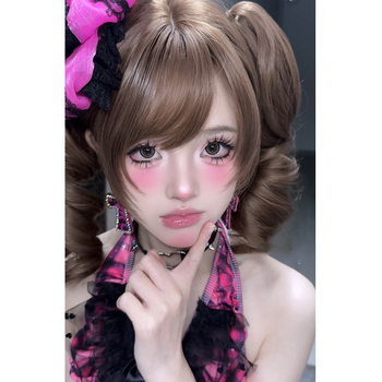 Perucă pentru femei, aspect natural tineresc, cozi duble, clips cu gură de tigru, bucle romane