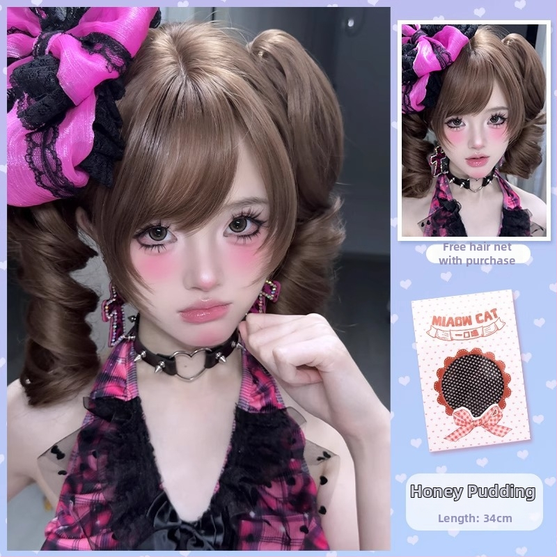 Moteriška plaukka, natūralus jaunatviškas įvaizdis, dvigubi kasneliai, tigro burnos klipas, Romos garbanos, Lolita stilius