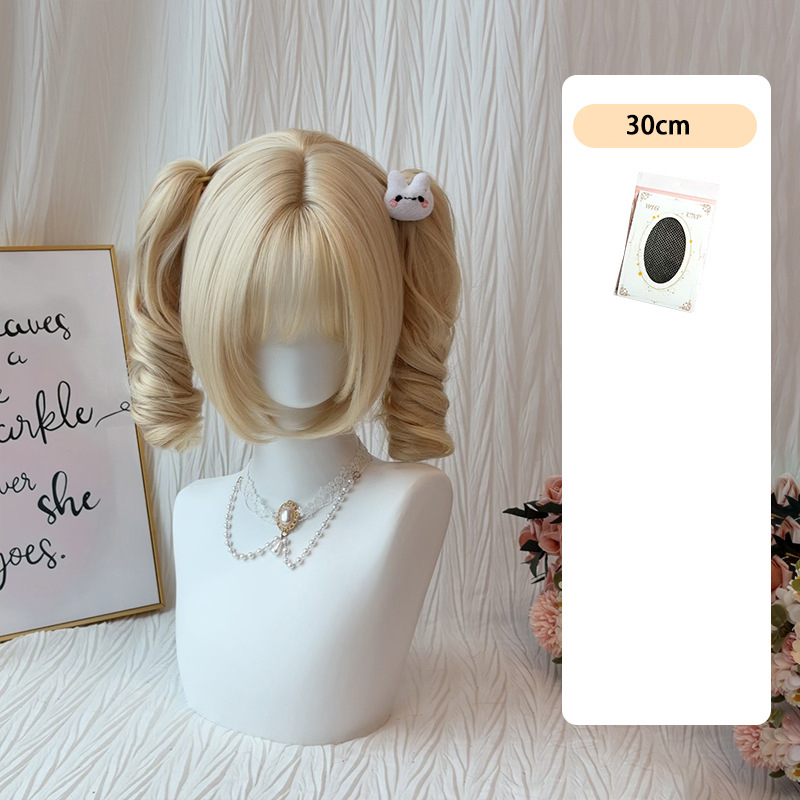 Perucă pentru femei, aspect natural tineresc, cozi duble, clips cu gură de tigru, bucle romane