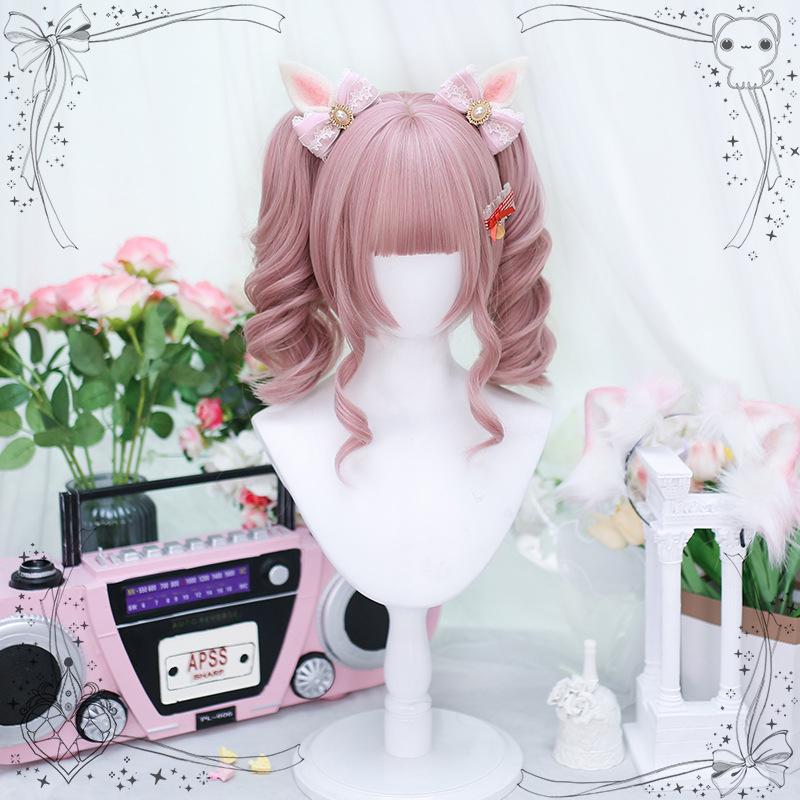 Perucă pentru femei, aspect natural tineresc, cozi duble, clips cu gură de tigru, bucle romane