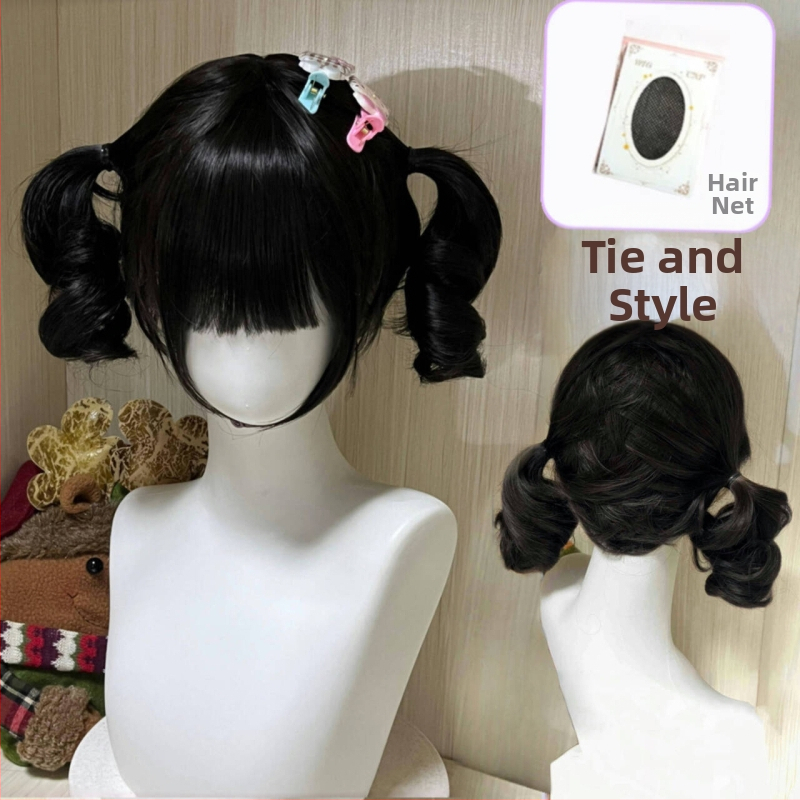 Moteriška plaukka, natūralus jaunatviškas įvaizdis, dvigubi kasneliai, tigro burnos klipas, Romos garbanos, Lolita stilius