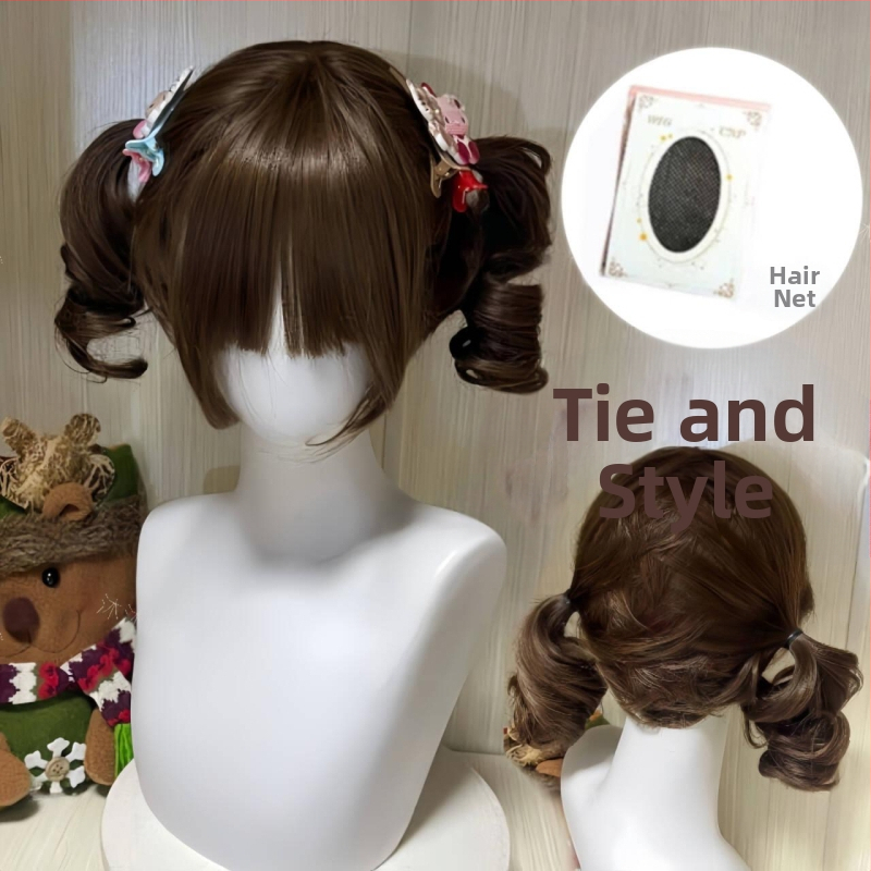 Moteriška plaukka, natūralus jaunatviškas įvaizdis, dvigubi kasneliai, tigro burnos klipas, Romos garbanos, Lolita stilius