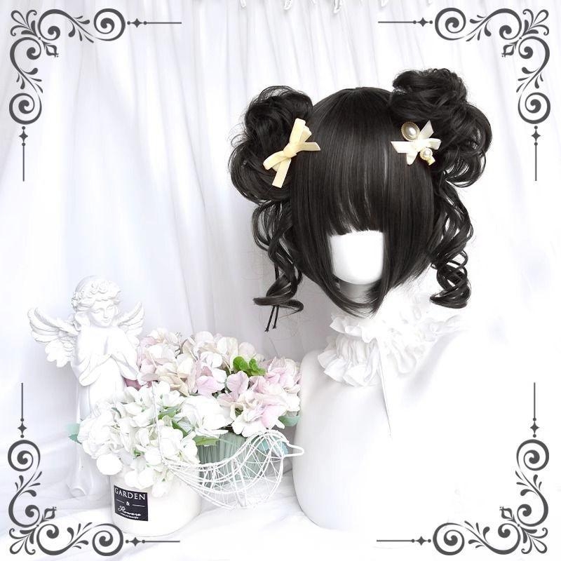 Perucă pentru femei, aspect natural tineresc, cozi duble, clips cu gură de tigru, bucle romane