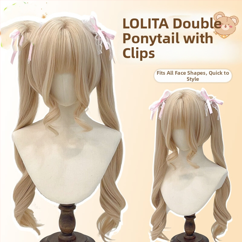 Moteriška plaukka, natūralus jaunatviškas įvaizdis, dvigubi kasneliai, tigro burnos klipas, Romos garbanos, Lolita stilius