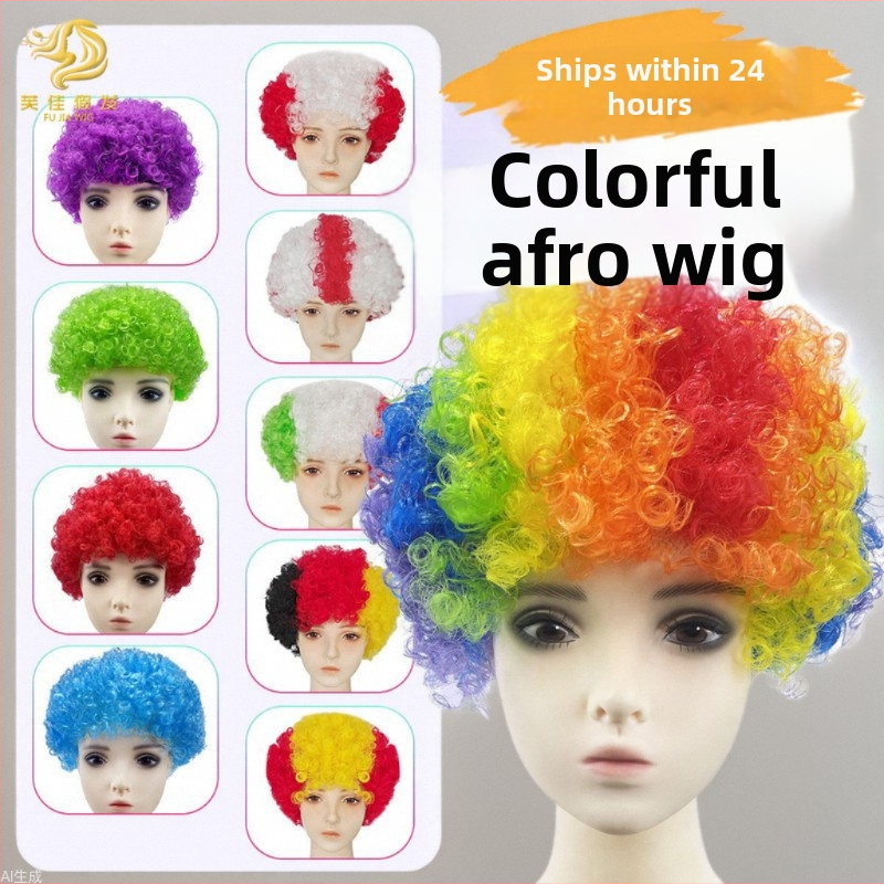 Cosplay parukas, afro stilius, trumpi plaukai, aukštos temperatūros viela, mechaninis gaminimas, modelis 121205