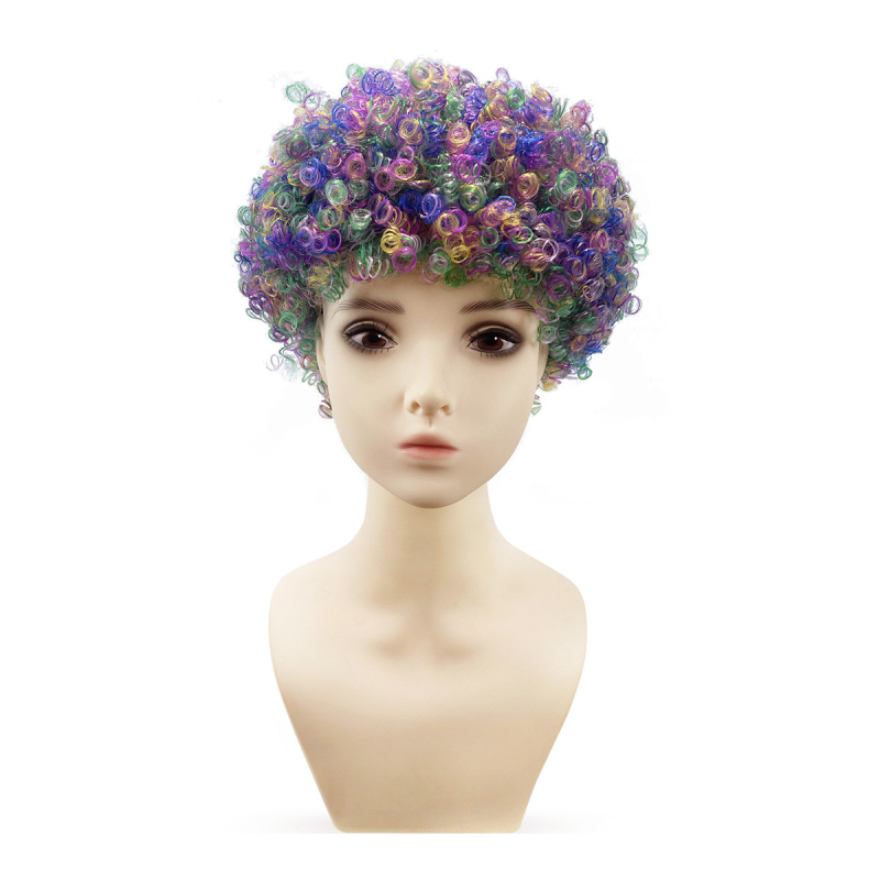 Perucă pentru cosplay, stil Afro, păr scurt, fir rezistent la temperaturi înalte, mecanism de fabricație, model 121205