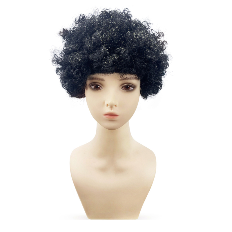 Perucă pentru cosplay, stil Afro, păr scurt, fir rezistent la temperaturi înalte, mecanism de fabricație, model 121205