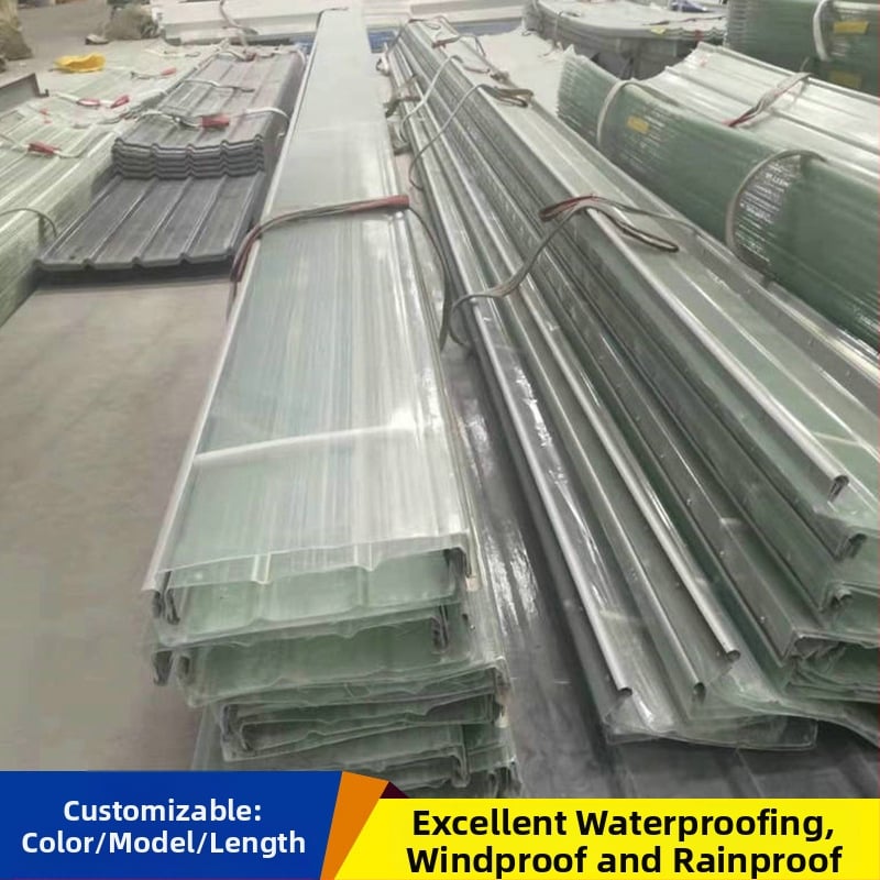 Skaidrus FRP apšvietimo panelis šiltnariui, atsparus korozijai, stiklo pluošto sustiprintas, tipai 820/840/760/900, pagal užsakymą