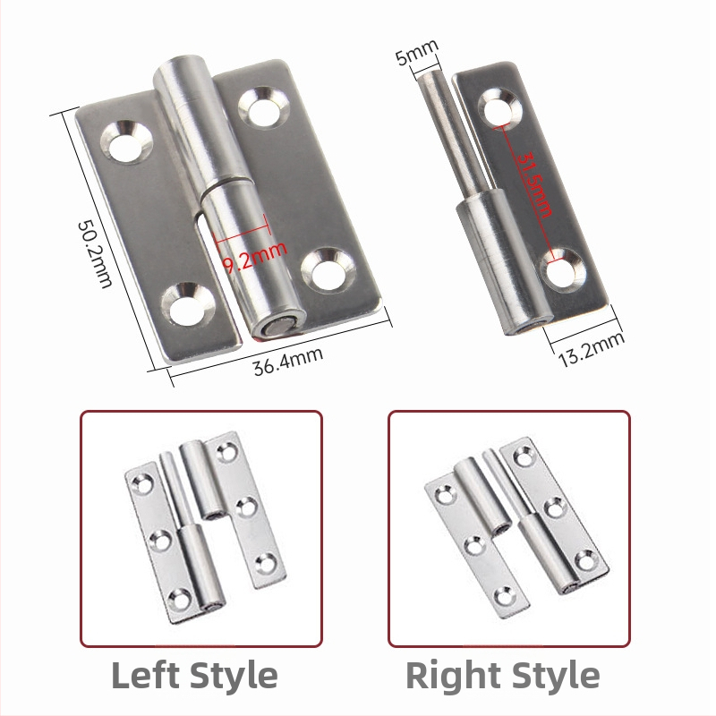 Atsukama vyrių plokštė iš 304 nerūdijančio plieno skirta spintelėms, durims ir langams • šlifuota paviršiaus danga