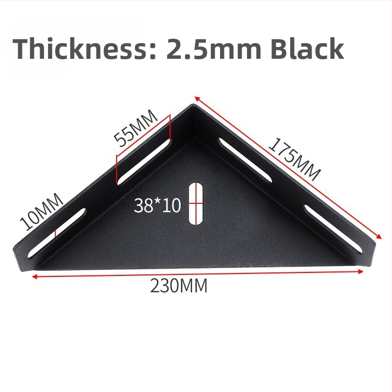 Stiprus kampinis laikiklis lovai, kairėje ir dešinėje, trijų šalių tvirtinimas, 90° kampas