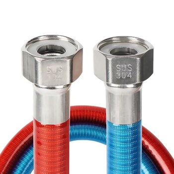 304 неръждаема стомана гофрирана входяща тръба за душ и водонагревател, метална взривоустойчива за гореща и студена вода, монтаж: двойна вътрешна тел, марка Shige Youpin, номинално налягане 1.6, работна температура -20 до 200°C