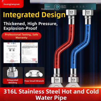 316L nerūdijančio plieno gofruota žarna vandens tiekimui — įvadas į boilerį šildytuvą, karštam ir šaltam vandeniui, temperatūros diapazonas -20…150 °C